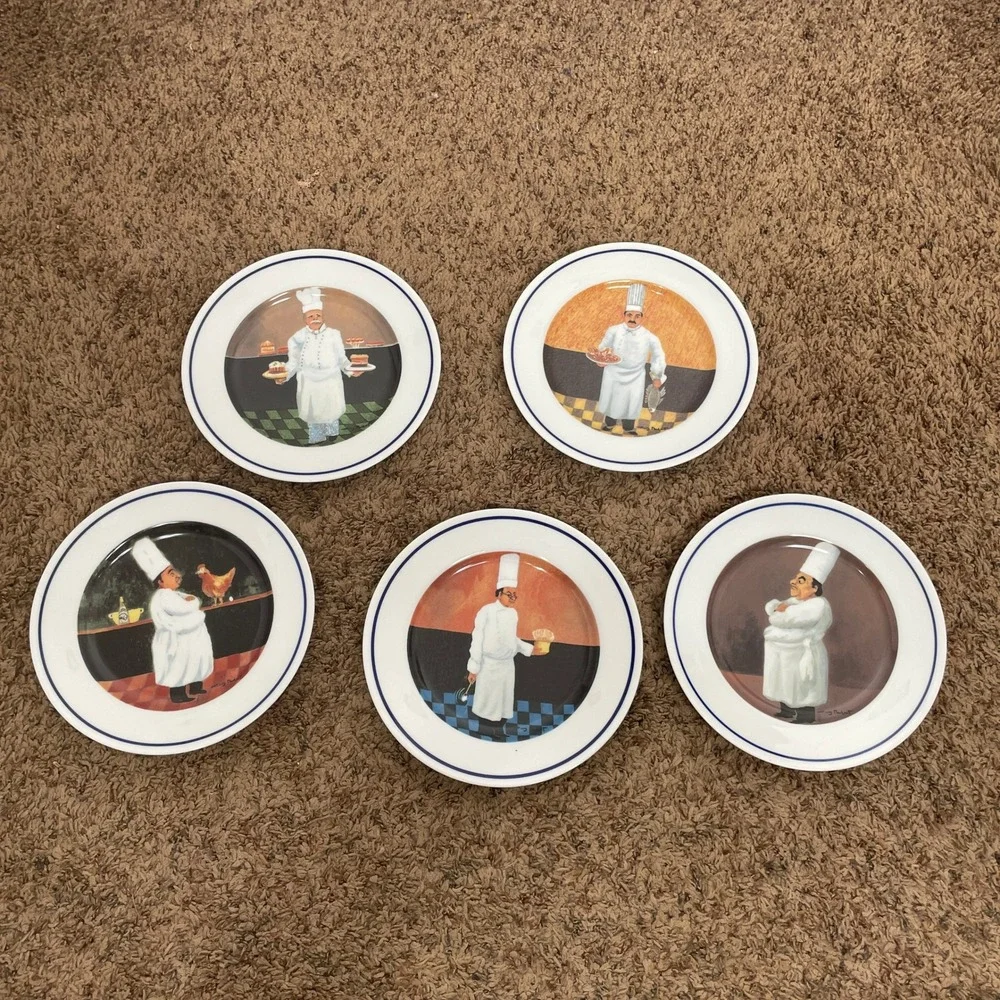 Williams Sonoma Chef Series Guy Buffet Chef Albert Plates Set of 5 Made in Japan
